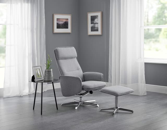Detalle 2 de Julian Bowen Aria Recliner and Stool (Grey Linen) – rise & recline style seating set
