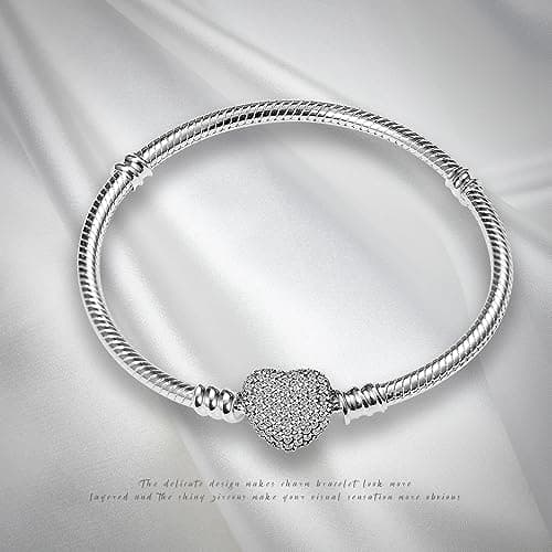 Detalle de XWN Pulsera de mujer en plata 925 con motivo de serpiente y compatible con charms