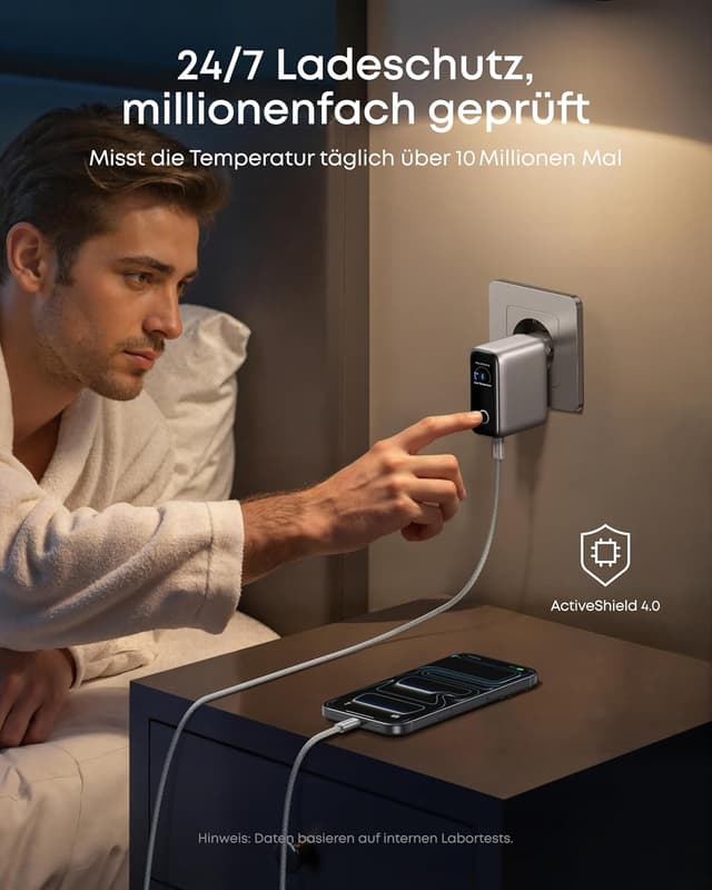Thumbnail 6 de Anker 100W USB-C Ladegerät (3 Ports, GaN, Smart Display) – kompaktes GaN-Wandladegerät für MacBook, iPad & iPhone