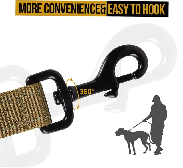 Detalle de OneTigris Laisse double pour chien avec bandes réfléchissantes, M (jusqu’à 182 cm)