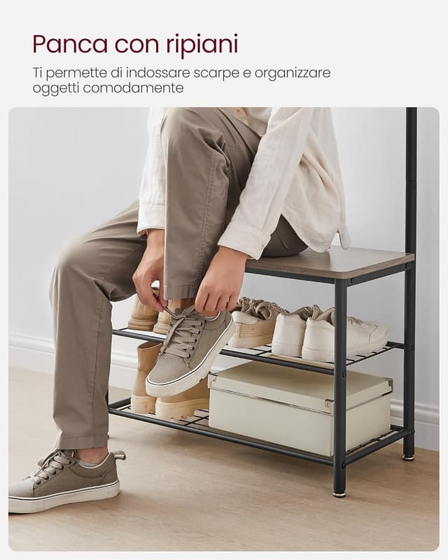 Thumbnail 5 de VASAGLE Appendiabiti con Scarpiera HSR41MB 3 in 1