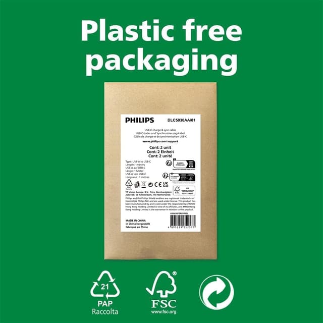 Thumbnail 6 de Philips DLC5030AA USB-C Cable 2-Pack (1m) — 18W fast charging & 480Mbps data transfer
