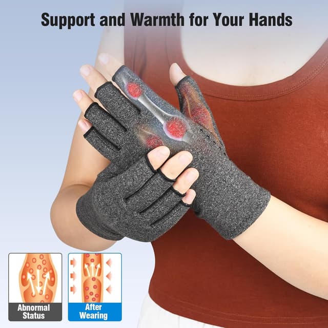 Detalle de AovYoo : 2 paires de gants de compression sans doigts pour arthrose et Raynaud