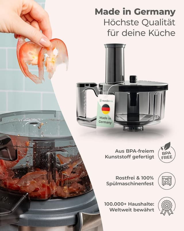 Detalle de Wundermix WunderSlicer® V2 Gemüseschneider für Thermomix TM6 & TM5 – Gemüse & Obst schneiden und raspeln