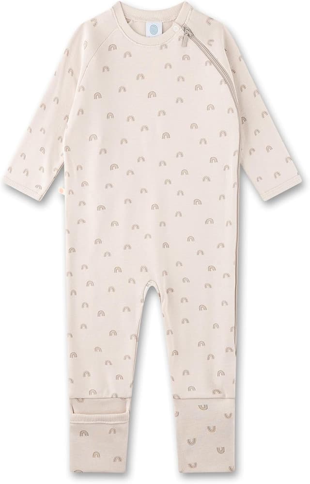 Detalle de Sanetta Baby-Strampler beige „Regenbogen“ aus Bio-Baumwolle (Unisex) – mit Reißverschluss