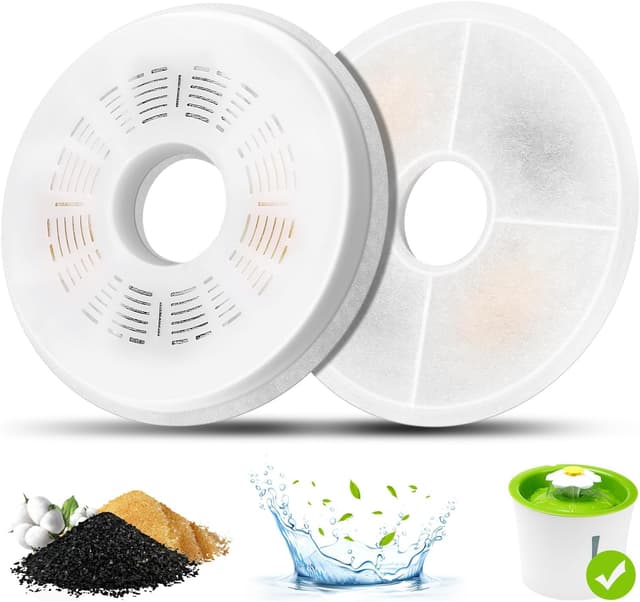 Detalle de Cat Water Fountain Filters – 2 Pack Triple Action Replacement Filters for 3L Flower Pet Water Dispenser