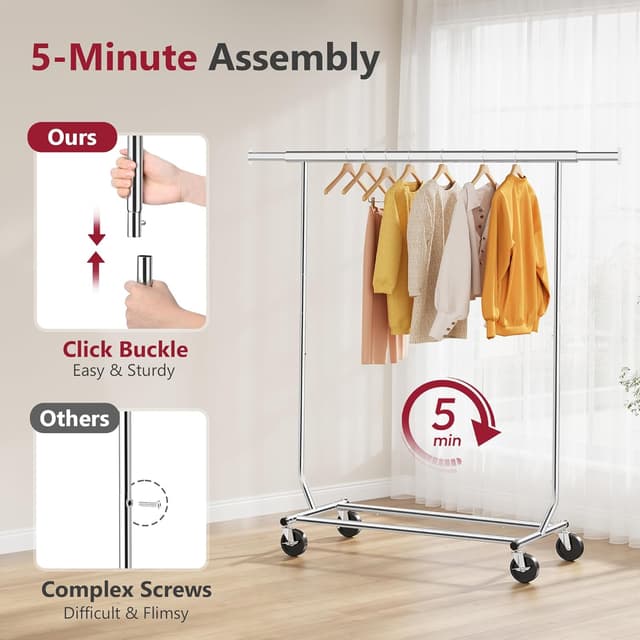 Detalle 2 de Tajsoon heavy duty clothes rack 350 lbs