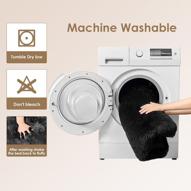 Detalle de EHEYCIGA Fluffy Dog Crate Bed Medium (75x50x7.5cm) – calming anti-anxiety crate mattress with non-slip base