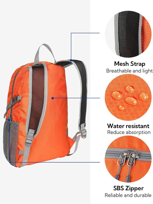 Detalle de Waterfly Ultra Lightweight Foldable Backpack 20L – Packable daypack for hiking, travel & camping