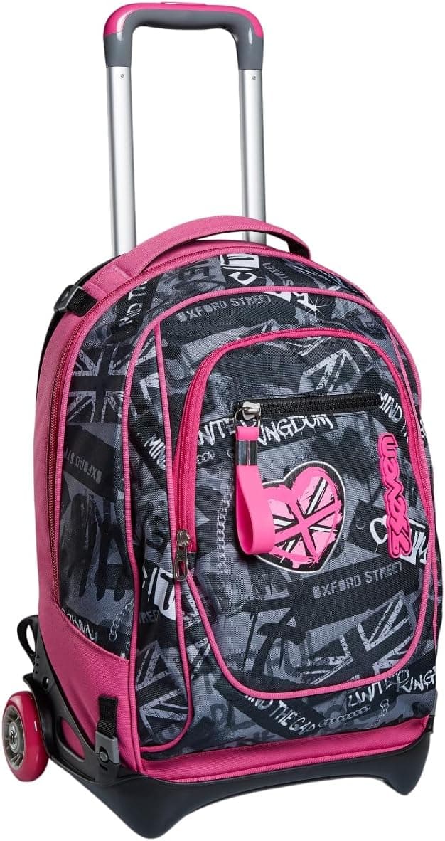 Detalle de Seven Trolley New Tech Keep Flag 3in1 (trolley scomponibile) Rosa, zaino sganciabile da scuola e viaggio