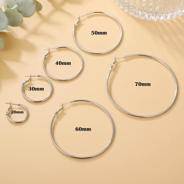 Detalle de MOROTOLE Creolen aus Sterling Silber vergoldet (14 k) – große dünne Creolen für Damen, hypoallergen, 20–70 mm