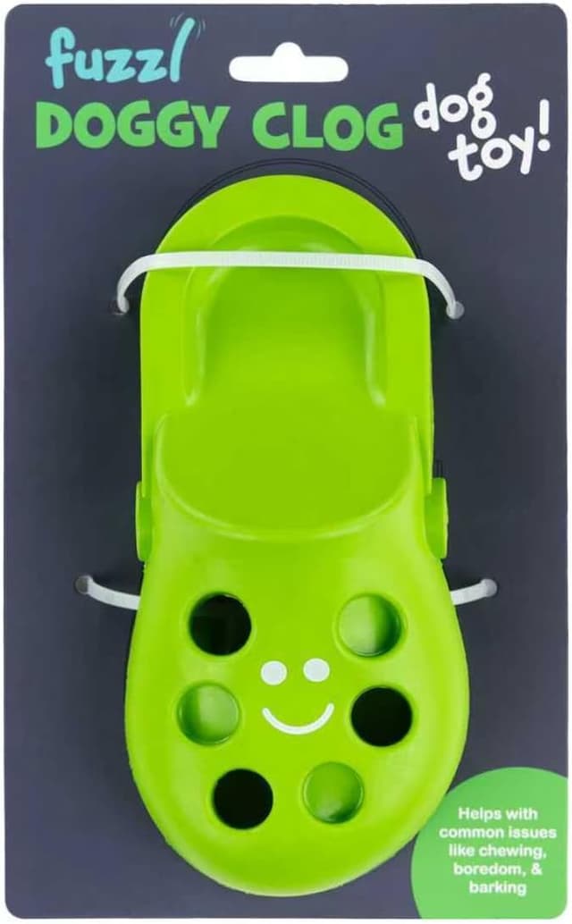 Detalle de Fuzzl Clog Treat Toy for Dogs – Natural Rubber Interactive Treat Feeder (Green)