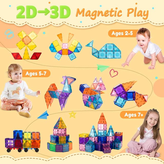 Detalle 2 de Xekel 40PCS Magnetic Tiles 3D Building Set