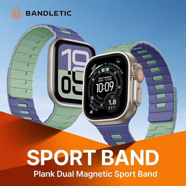 Detalle 2 de Bandletic Double Magnetic Strap for Apple Watch (Soft Reversible Silicone, N56 Magnet) – 38–49mm