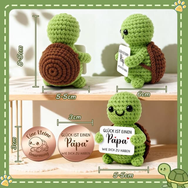 Detalle 2 de Giftota Vatertagsgeschenk „Pocket Hug“ Schildkröte – Mutmacher & Glücksbringer für Papa