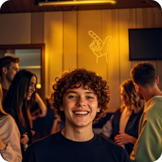 Thumbnail 6 de LUCUNSTAR Geste Neon Schild (LED-Wandspiel / USB) – blauer Neon-Style für Spielzone & Party-Deko