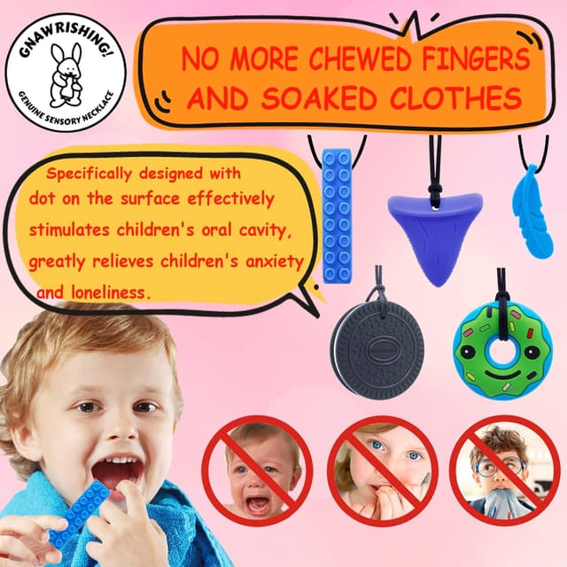 Thumbnail 4 de GNAWRISHING Chew Necklace 5-pack for sensory kids
