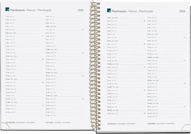 Detalle de Miquelrius Agenda journalier 2026 A5+ noir garden (155 x 213 mm) – planification quotidienne en espagnol