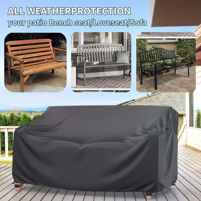 Detalle de Garden Bench Covers Waterproof 2 Seater – Waterproof outdoor patio sofa seat cover with air vent, 60x34x30 inches, carry bag