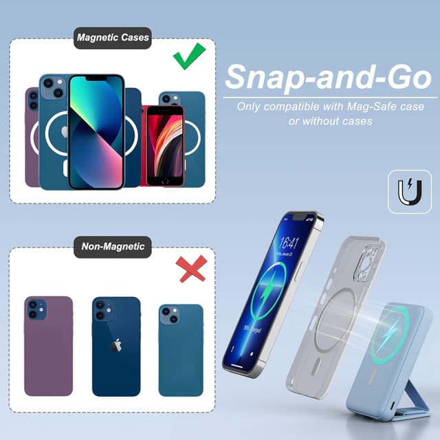 Detalle de AOGUERBE Mag-safe 10,000mAh Magnetic Power Bank (22.5W) with LED Display