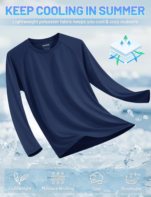 Detalle de TACVASEN Men’s UPF 50+ UV Protection Long Sleeve T-Shirt (Raglan, Lightweight)