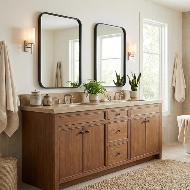 Detalle 2 de Pocetry 2-Pack 24x36 in Matte Black Bathroom Vanity Mirrors (HD Shatterproof Glass, Rustproof)