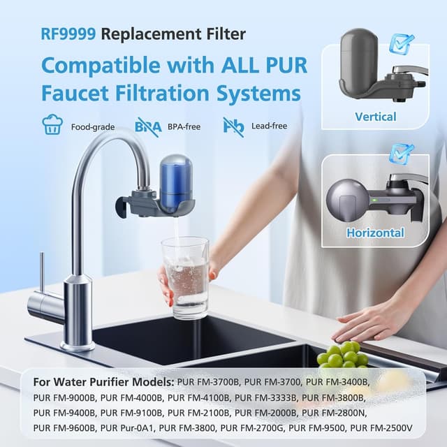 Detalle de 6-Pack RF9999 Faucet Mount Replacement Filter for PUR / PUR PLUS (Blue) — NSF Certified
