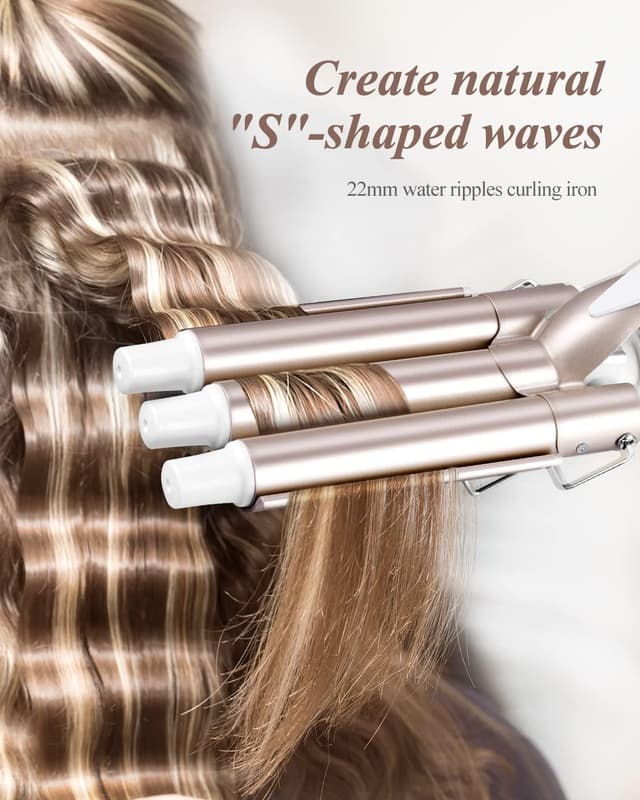 Detalle 2 de CkeyiN 3-Barrel 22mm Hair Waver with LCD 🎀