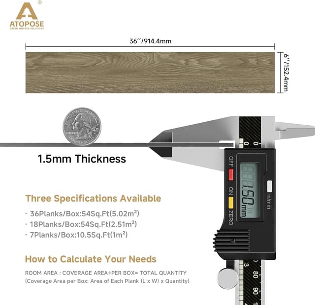 Detalle 2 de AToPOSE Vinyl Flooring self-adhesive wood-effect floor planks (6"×36") – waterproof peel and stick, 36pcs