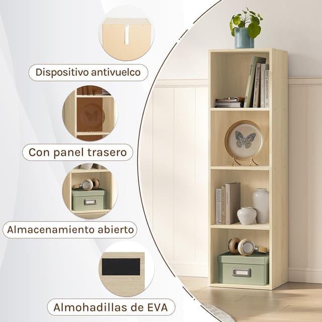 Thumbnail 5 de WOLTU Estantería Libro con 4 Cubos 📚 30x24x106cm SK003hei4