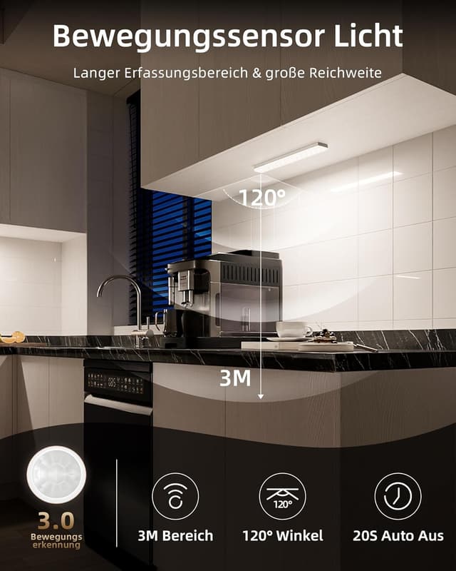 Detalle 2 de EZVALO 3-Pack Under Cabinet Lighting 2000mAh