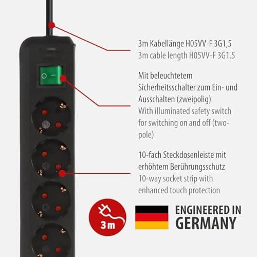 Detalle 2 de Brennenstuhl Eco-Line regleta 10 tomas, 3 m 🪫