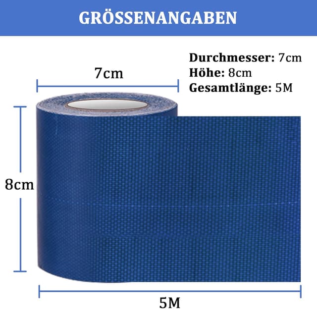 Detalle de PVC Planenband Planen-Reparaturklebeband (5 m x 8 cm) für Gewebeplanen, Lkw-Abdeckplane, Markise, Zelt – blau
