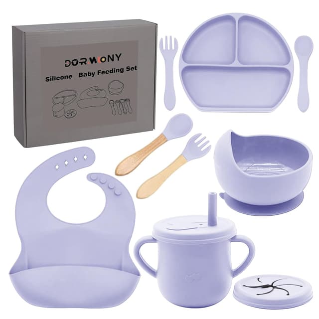 Detalle de Dormlony Silicone Baby Feeding Set, 9-Piece