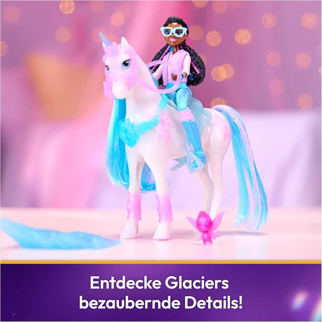 Detalle de Unicorn Academy Glacier’s Gemstone-Abenteuer mit Layla – Originalfigurenset im EIS-Magie-Design, ca. 12,7 cm mit 13 Zubehörteilen