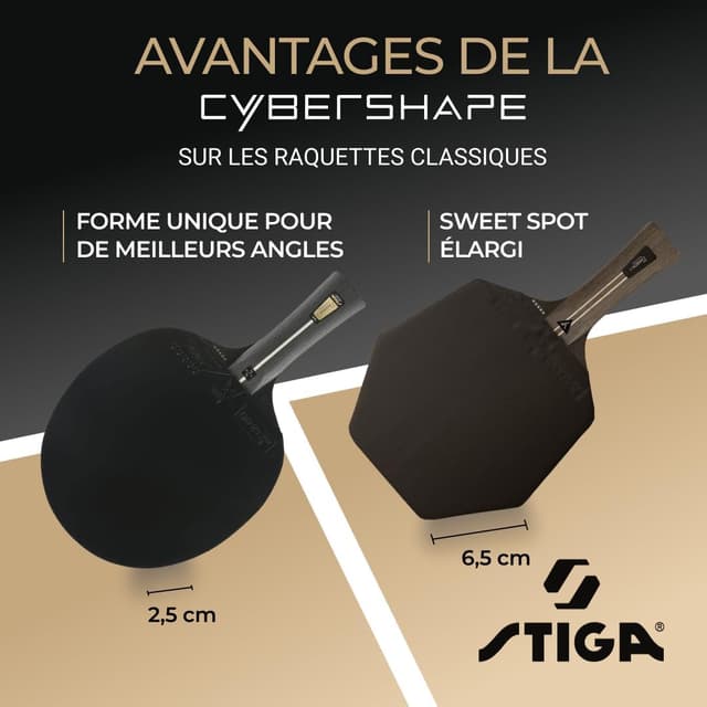 Detalle 2 de STIGA Cybershape Pro Carbon+ racchetta da tennis tavolo a stile offensivo (ITTF) con forma esagonale