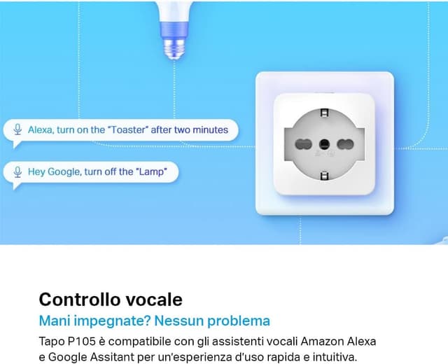 Detalle 2 de Tapo P105 (2-pack) presa smart WiFi intelligente con controllo vocale e app