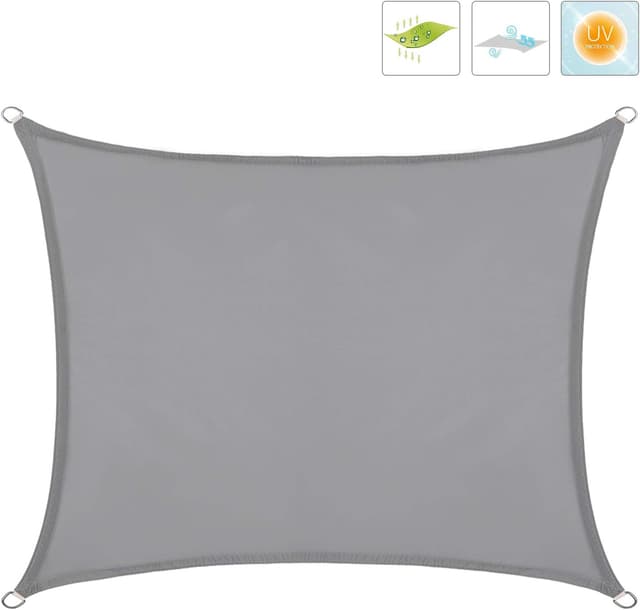 Detalle 2 de LARMNEE Vela ombreggiante PES 2x3 m con protezione UV 93% e occhielli metallici, grigio chiaro ELG23SP02