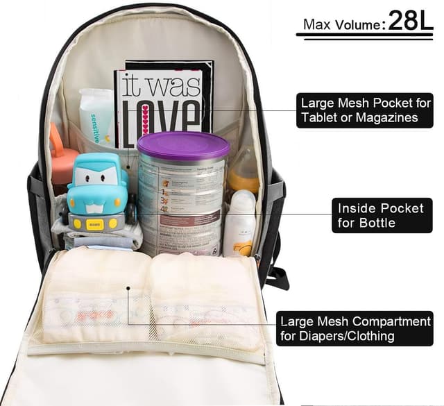 Detalle de NEWHEY Waterproof Baby Changing Backpack with 13 Pockets and Insulated Bottle Storage