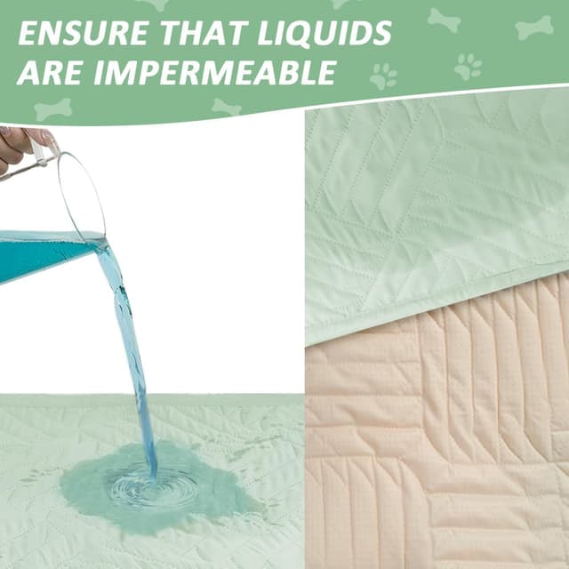 Detalle 2 de DUJUIKE Coprimaterasso impermeabile 90×150 cm verde: materassino lavabile antiscivolo per incontinenza e piccoli incidenti