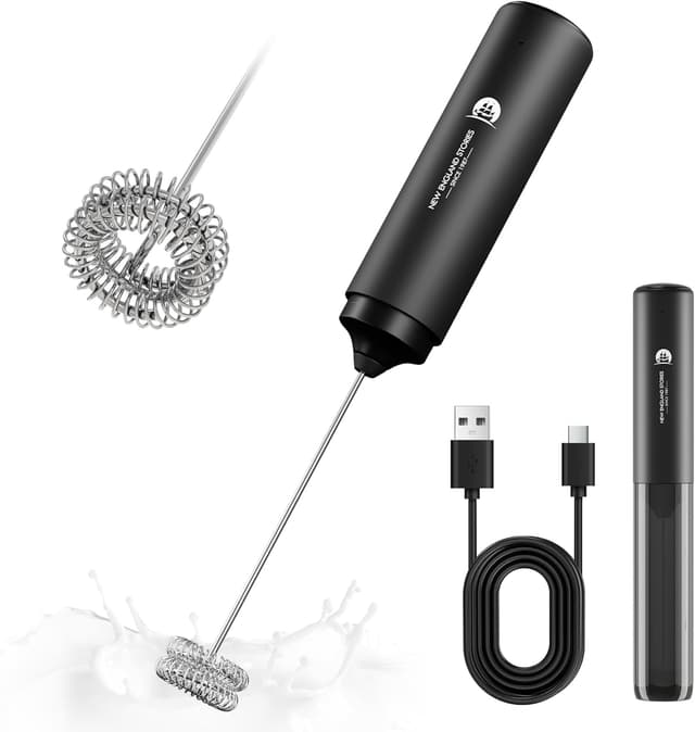 Detalle de Rechargeable Milk Frother Handheld 2-IN-1 Dual Spring Whisk Electric Frother Wand