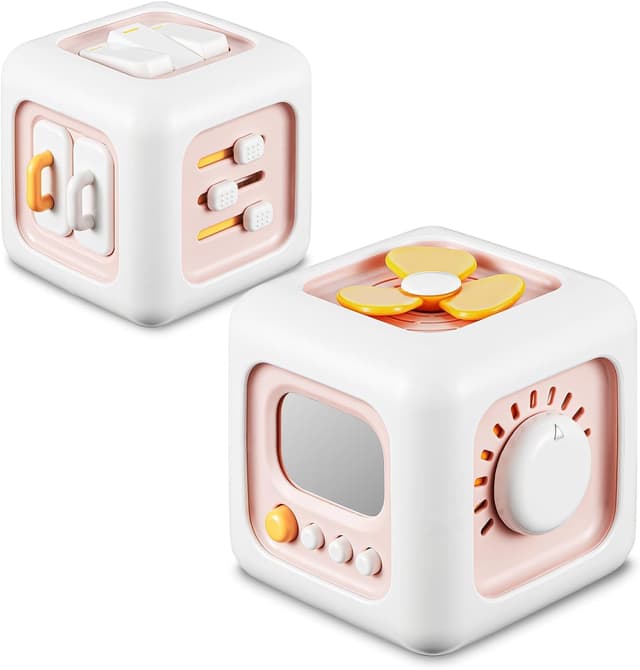 Detalle de lerrbo Aktivitätswürfel Rosa – Montessori-Spielzeug für Kleinkinder ab 1 Jahr