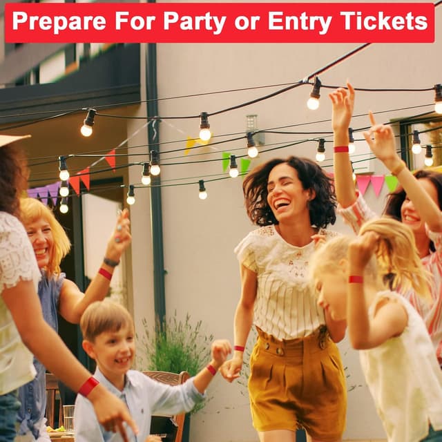 Detalle de Vicloon Einlassbänder (100 Stück) – wasserdicht, 19 x 255 mm, Party-Event-Armbänder in Rot