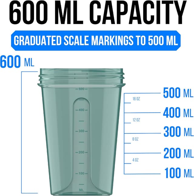 Detalle de VELOMIX 2-Pack Protein Shaker Bottle (up to 600ml) with Wire Mixball