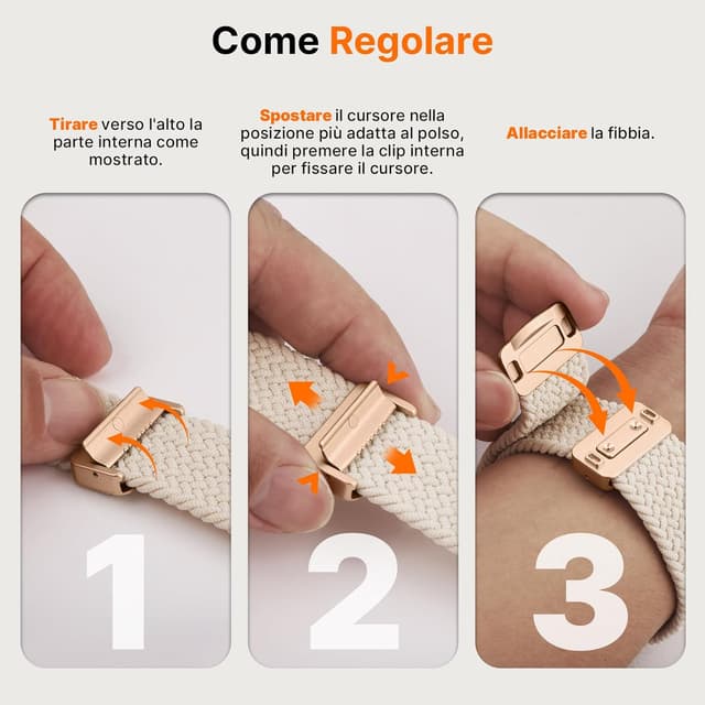 Detalle de Fullmosa cinturino elastico intrecciato per Apple Watch con chiusura magnetica (Nylon Solo Loop) 44/45/46/42/49 mm