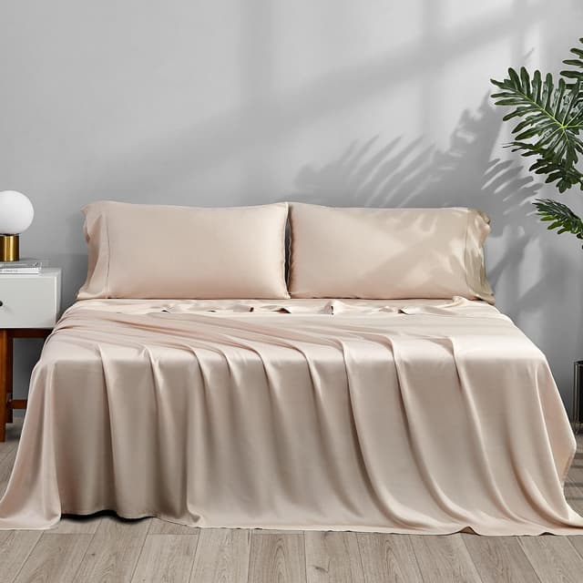 Detalle de Accuratex Cooling Sheets King Size (Viscose from Bamboo) — Silky, Moisture-Wicking Bedding Set