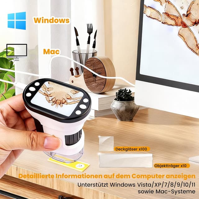 Thumbnail 6 de FIVAVA 1000X tragbares Kinder‑Mikroskop 1000x