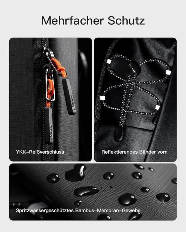 Detalle 2 de Inateck Sling Bag X-Row: leichte Herren-Umhängetasche mit Spritzwasserschutz und smarter Fächeraufteilung