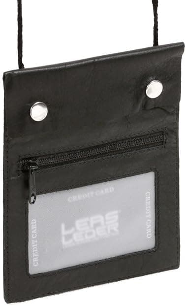 Detalle 2 de LEAS Brustbeutel aus Echt-Leder (schwarz) – Travel-Line für Reiseausweise, Karten & Wertsachen