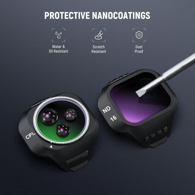 Thumbnail 6 de NEEWER CPL ND Filter Set for DJI Mini 5 Pro (ND16/ND64/ND256, CPL) – 4 Pack for snap-on circular polarising and exposure control